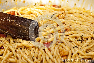 Cooking a first course with pasta Stock Photo