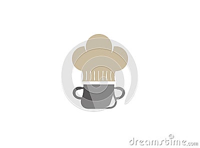 Cooking food and soup in pot or saucepan Logo Cartoon Illustration