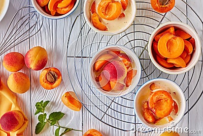 Cooking a french dessert flagnarde with apricot Stock Photo