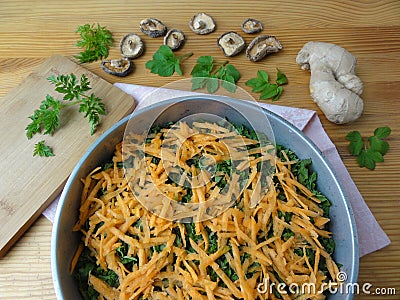 Cooking goutweed vegetables gratin, organic food Stock Photo