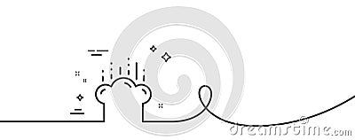 Cooking hat line icon. Chef sign. Food preparation. Continuous line with curl. Vector Vector Illustration