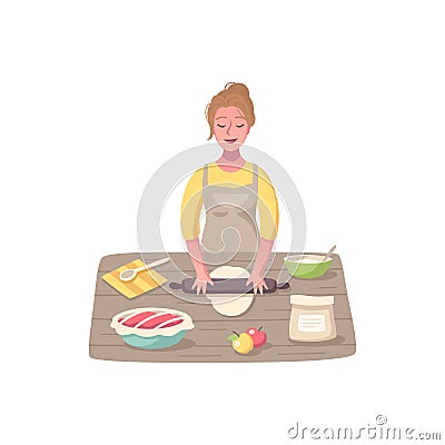 Cooking Hobby Cartoon Composition Vector Illustration