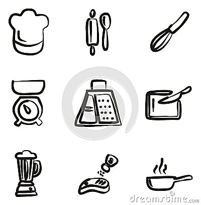 Cooking Icons Freehand Vector Illustration