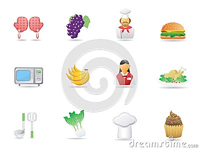 Cooking ingredient and Restaurant icons Vector Illustration