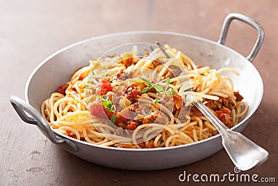 Cooking italian pasta spaghetti bolognese Stock Photo