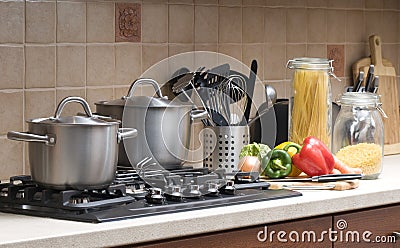 Cooking in a kitchen. Stock Photo