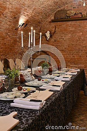 Cooking lesson luxury table Stock Photo