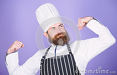 Cooking is my power. My secret tips culinary. Cooking easy and pleasant occupation. Become chef at restaurant Stock Photo