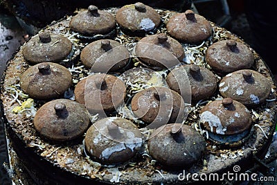 Cooking pan of Vietnamese food, Banh Can Stock Photo