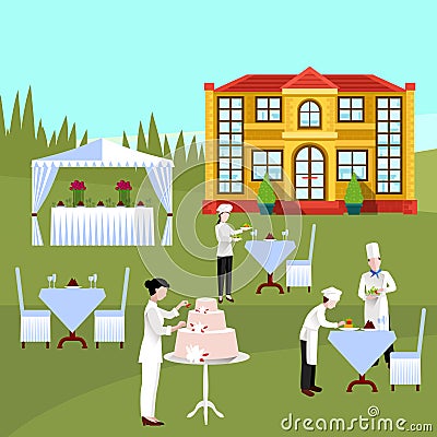 Cooking People Colored Composition Vector Illustration