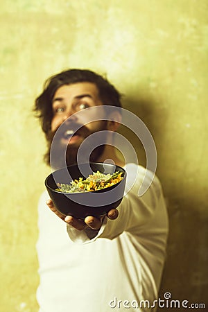 Cooking raw spaghetti in restaurant. Stock Photo
