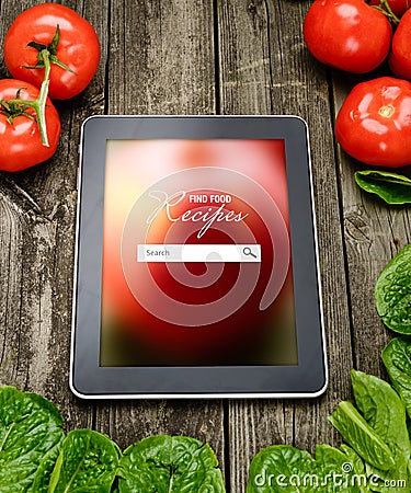 Cooking recipes on tablet pc Stock Photo