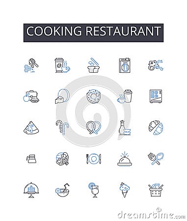 Cooking restaurant line icons collection. Culinary business, Food establishment, Gastronomic enterprise, Dining Vector Illustration
