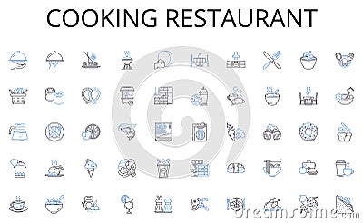 Cooking restaurant line icons collection. Tokens, Keepsakes, Mementos, Reminders, Memorabilia, Trophies, Trinkets vector Vector Illustration