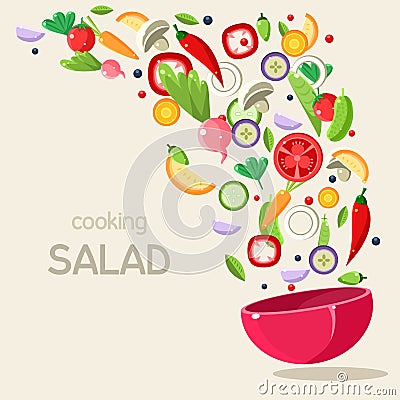 Cooking Salad. Vector Illustration Vector Illustration