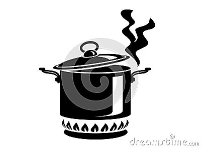Cooking saucepan with steam icon, simple style Cartoon Illustration