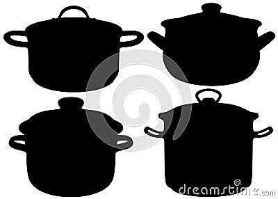 Cooking saucepans included. Vector Illustration