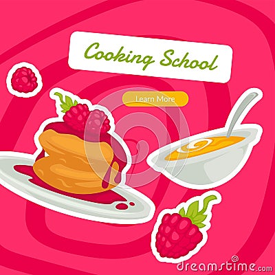 Cooking school, classes and educational lesson Vector Illustration