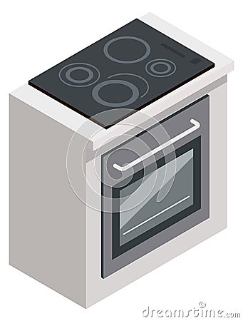 Cooking stove icon. Isometric kitchen oven furniture Vector Illustration