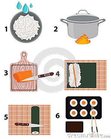 Cooking sushi maki Vector Illustration