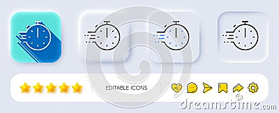 Cooking timer line icon. Frying stopwatch sign. Food preparation. Neumorphic buttons. Vector Vector Illustration