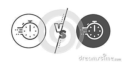 Cooking timer line icon. Frying stopwatch sign. Food preparation. Vector Vector Illustration