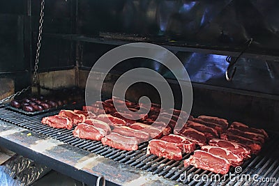 Typical Parrilla Latina South American barbecue.Traditional meat delicacies Asado. Stock Photo