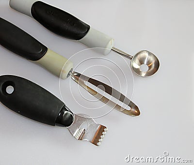 Cooking utensils on white background Stock Photo