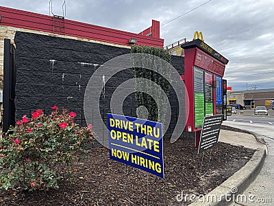 Cookout fast food restaurant building drive thru Open Late sign Editorial Stock Photo