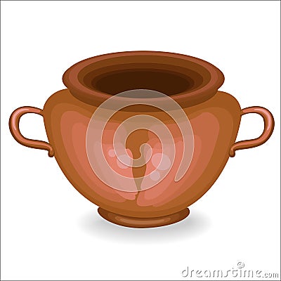 Cookware. Clay pot is necessary for the household in the kitchen. In it they prepare food. Pottery is necessary for a healthy diet Cartoon Illustration