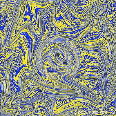 Cool abstract liquid wallpaper. combination of blue and yellow. Digital liquid abstract illustration Stock Photo