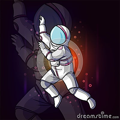 The cool astronaut flying in the outer space Vector Illustration