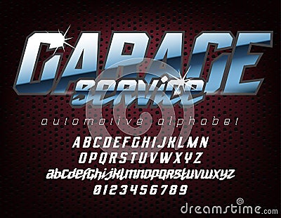 Cool automotive typeface Vector Illustration