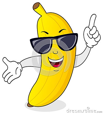 Cool Banana Character with Sunglasses Vector Illustration