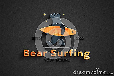 Surfing Bear Logo Vector Illustration