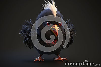 The Cool Black Chicken that Looks Like a Vampire Stock Photo