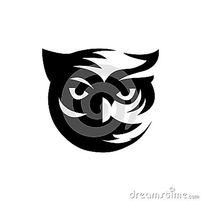 Cool black owl head logo Stock Photo