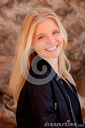 Cool blonde girl outdoor Stock Photo