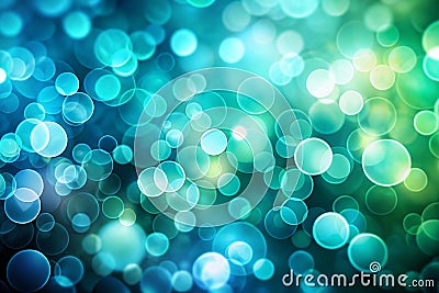 Cool blue green background created in camera with a macro lens with overlapping bokeh circular shapes soft edges light and dark Stock Photo