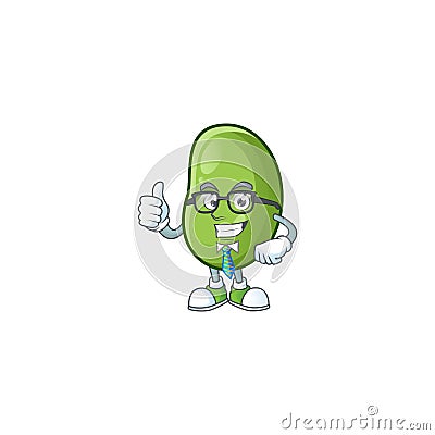 Cool Businessman green beans cartoon character design Vector Illustration