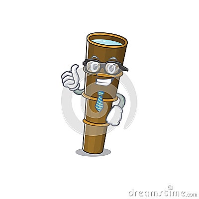 Cool Businessman telescope Scroll cartoon character with glasses Vector Illustration