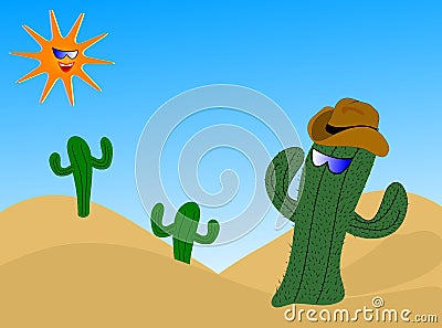 Cool Cactus Illustration Vector Illustration