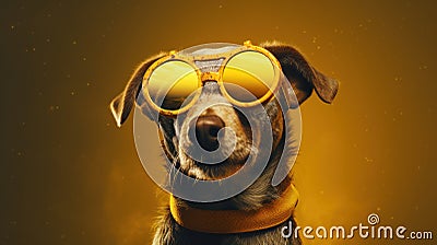 Cool Canine: A Dog Embracing the Sun with Stylish Sunglasses Stock Photo