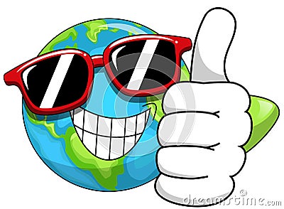 Cool Cartoon Earth sunglasses Vector Illustration