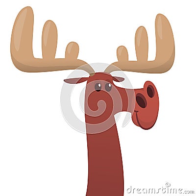 Cool cartoon moose. Vector illustration isolated. Poster design of sticker. Cartoon Illustration