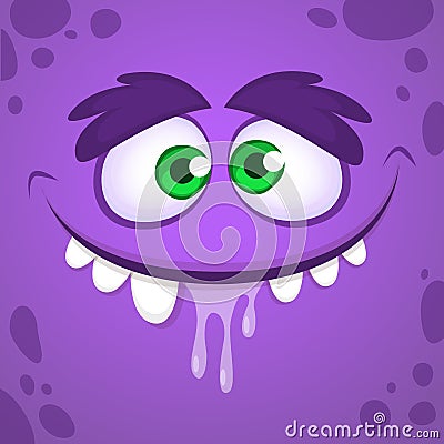 Cool cartoon vector monster face. Vector Halloween illustration of monster Vector Illustration