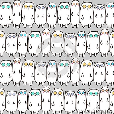 Cool Cats Vector Pattern Background. Vector Illustration