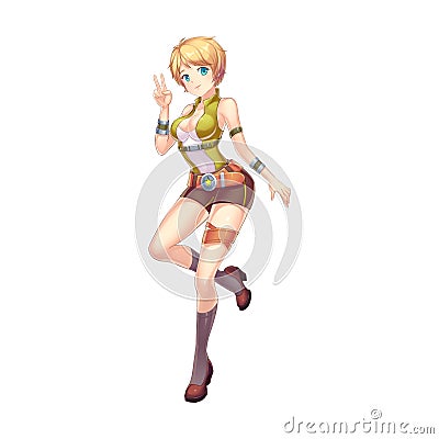 Cool Characters Series: A Naughty Girl Soldier isolated on White Background Stock Photo