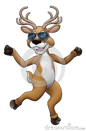Cool Christmas Reindeer In Sunglasses Cartoon Vector Illustration