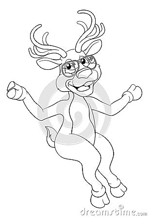 Cool Christmas Reindeer In Sunglasses Cartoon Vector Illustration